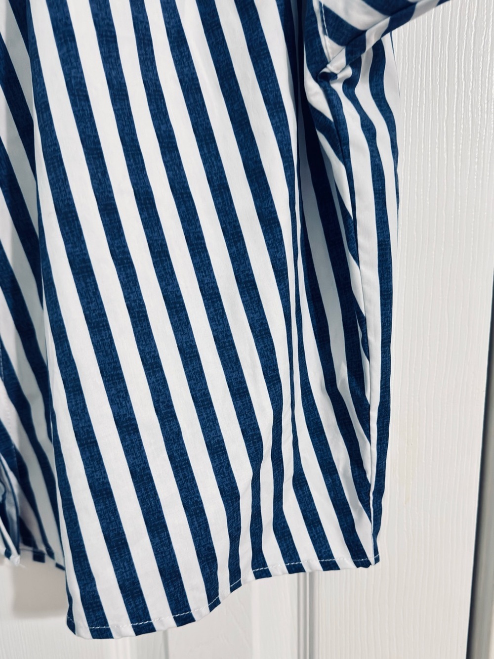 Hope & Harlow Blue White Vertical Stripe Button Front Shirt XL Oversized - Picture 5 of 12
